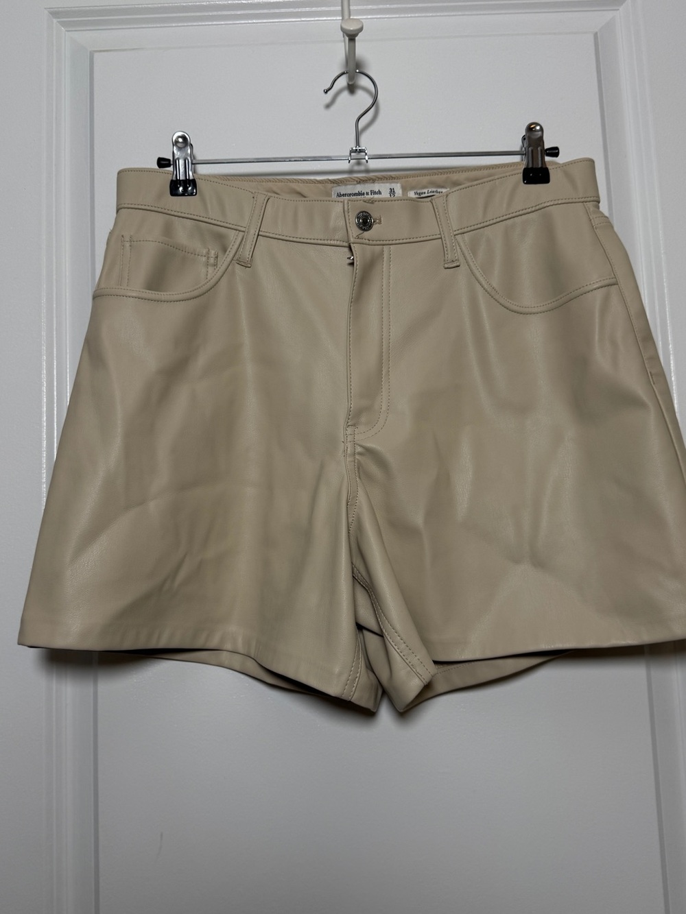 Abercrombie & Fitch Beige Faux Leather Women's Shorts